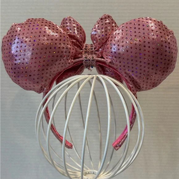 Homemade Headband w/Pink Sequined Sparkly Mouse Ears - Picture 4 of 11